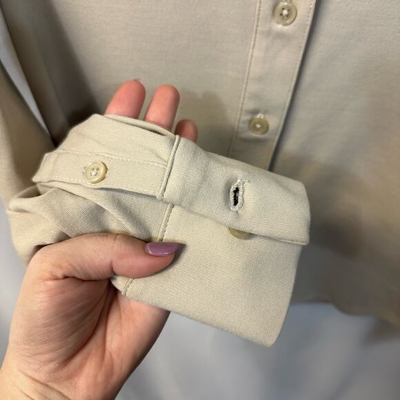 Club Monaco Neutral Cream Beige Stretch Button Down Blouse Top XS - Picture 3 of 5